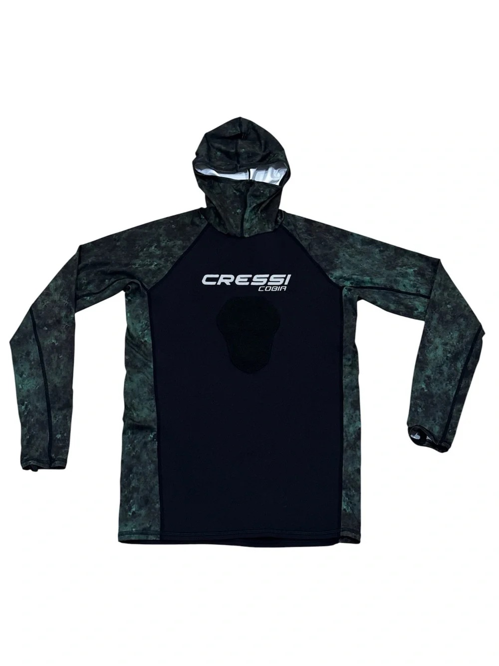 Cressi Cobia hooded camo wetsuit scuba top, long sleeves, reinforced chest, M.